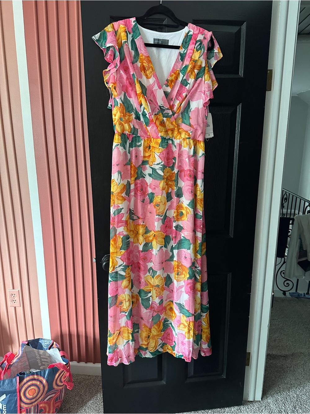 Donna Ricco Pink & Yellow Floral Maxi Dress
